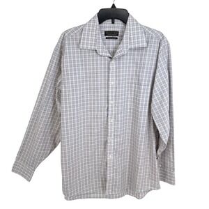 Donald J Trump Dress Shirt Mens L White‎ Black Red Plaid Non Iron Regular Fit